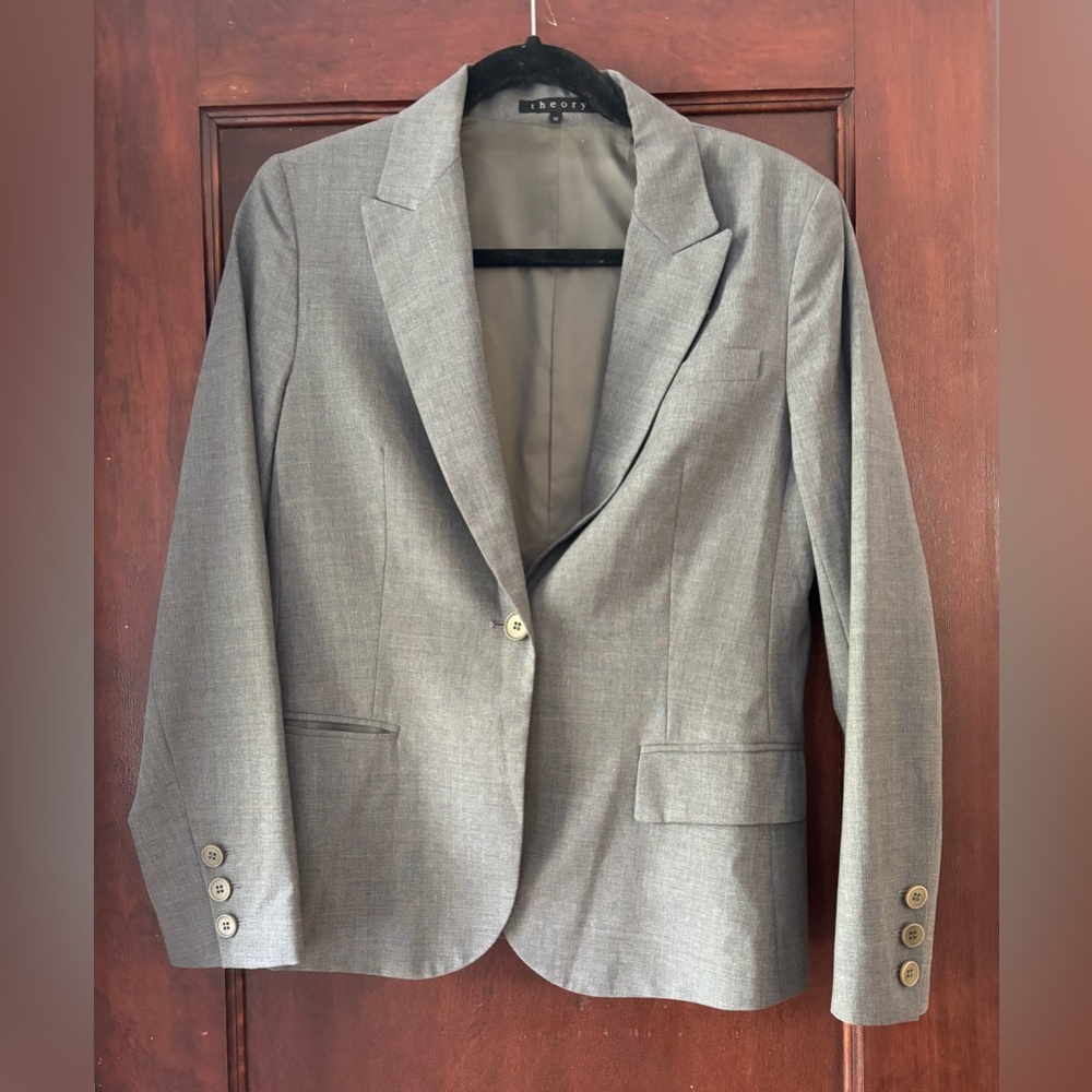 Theory Women’s Wool Gabe B Gray Blazer Jacket Size 10